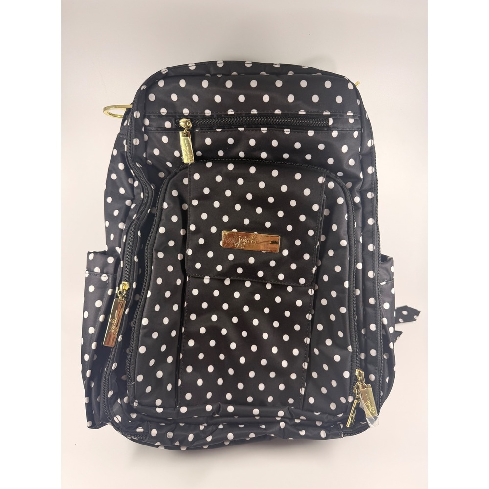 Ju-Ju-Be Be Right Back Backpack Diaper Bag Duchess Black White Polka Dot Gold